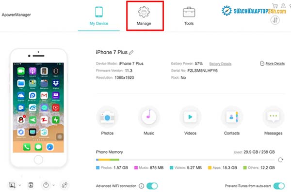 Sử dụng ApowerManager để truy cập tập tin iPhone trên máy tính
